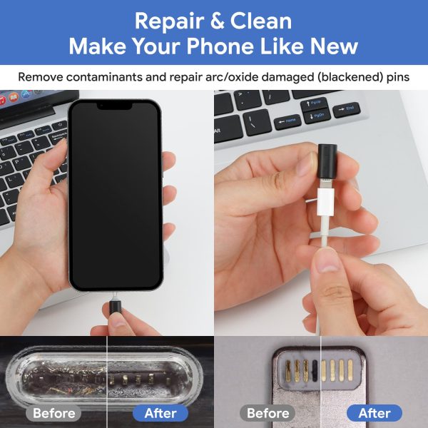 12 in 1 iPhone Cleaning Kit, Airpod Cleaner Kit, iPad/Phone Charge Port Cleaning Tool, Safely Clean Lightning Cable and Connector to Fix Unreliable Charging,Easy to Store and Carry, Black - Image 2