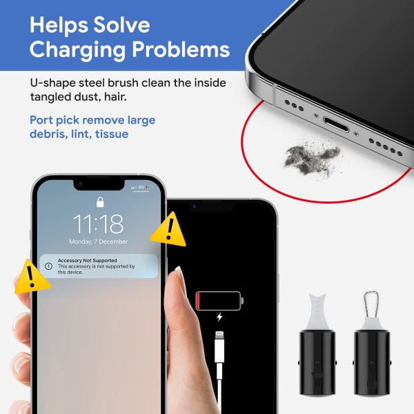 12 in 1 iPhone Cleaning Kit, Airpod Cleaner Kit, iPad/Phone Charge Port Cleaning Tool, Safely Clean Lightning Cable and Connector to Fix Unreliable Charging,Easy to Store and Carry, Black - Image 5